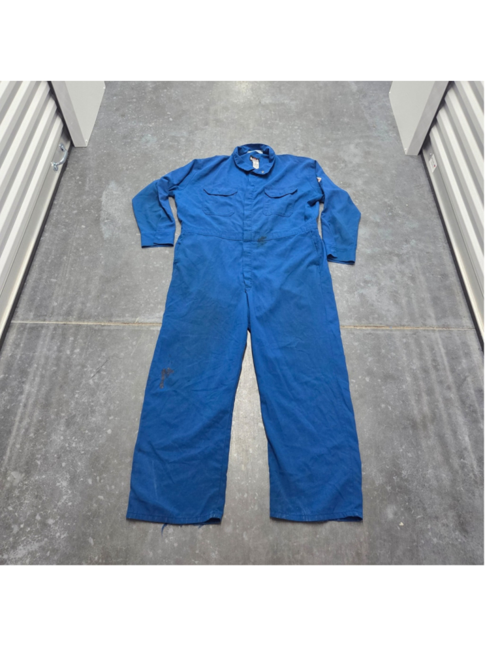 Bulwark FR Men's Flame Resistant Industrial Work Coveralls Blue 48R Thrashed